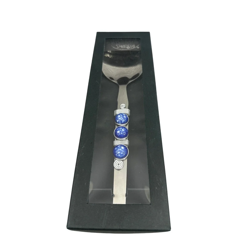 Wild Eye Designs Stainless Steel Serving Spoon Blue Stone Wire Wrapped NIB